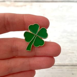 Shamrock Four Leaf Clover St Patrick’s Day Green Enamel Pin Collectible NEW